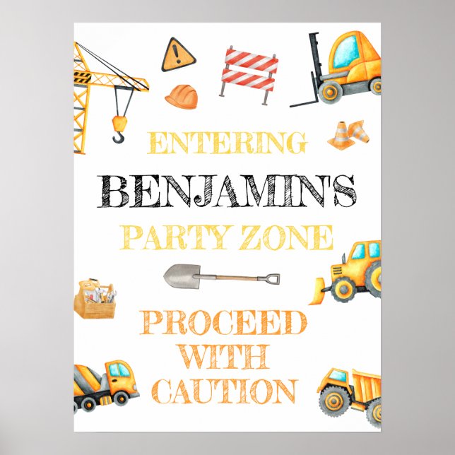 Födelsedagsfest för att konstruera en specialbudge poster (Framsidan)