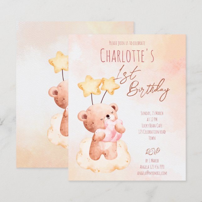 Födelsedagsfest för  av budgetsvensk nalle (Fram/baksida)