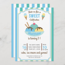 Födelsedagsfest för Barn av blå Grönt Retro Ice Cr