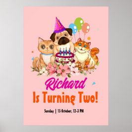 Födelsedagsfest för Barn av Hund marionett Poster