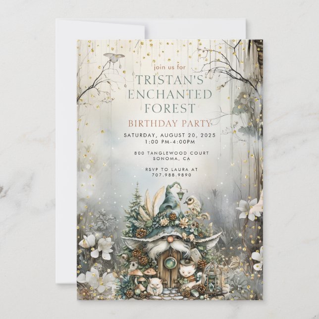 Födelsedagsfest för Barn av sagd Forest Gnome Inbjudningar (Framsida)