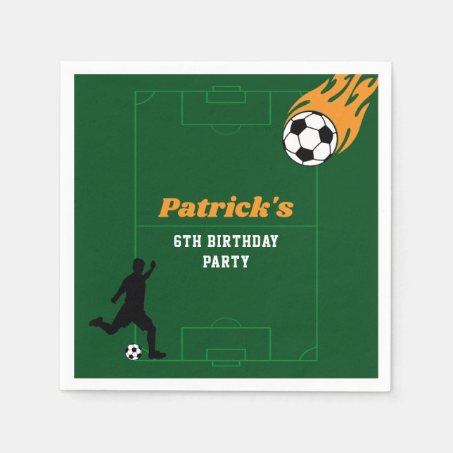 Födelsedagsfest för barnfotboll pappersservett (Framsidan)