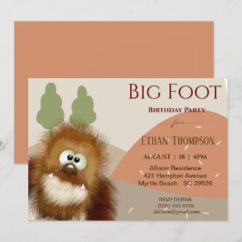 Födelsedagsfest för barnnaturen Big Foot/ Sasquatc Inbjudningar