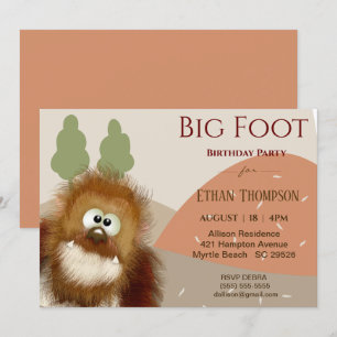 Födelsedagsfest för barnnaturen Big Foot/ Sasquatc Inbjudningar