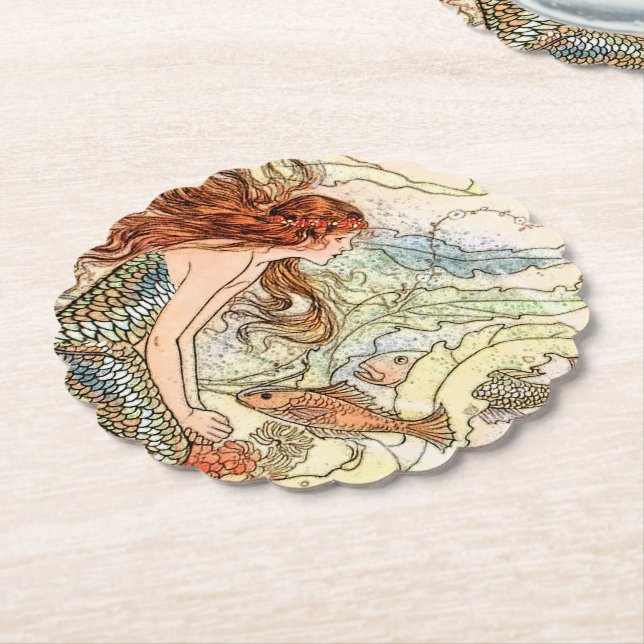 Födelsedagsfest för blå korallpersika - adabel Sjö Underlägg Papper (Vinklad)