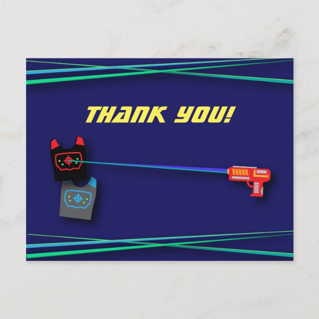 Födelsedagsfest för blå laserMärkre Vykort (Framsida)