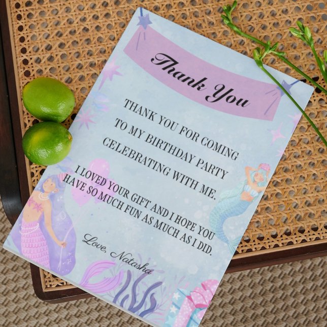 Födelsedagsfest för blå Sjöjungfru|| Tack för att  Vykort (Skapare uppladdad)