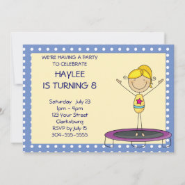 Födelsedagsfest för blåttgymnastikTrampoline Inbjudningar