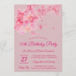 Födelsedagsfest för Blommar av vattenfärgskörsbärs Inbjudningar