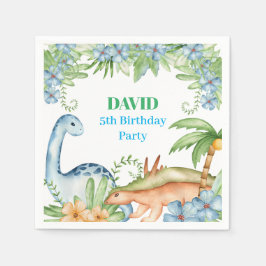 Födelsedagsfest för blommigt av blå och Grönt Pappersservett