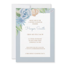 Födelsedagsfest för Blommigt av blå vattenfärg