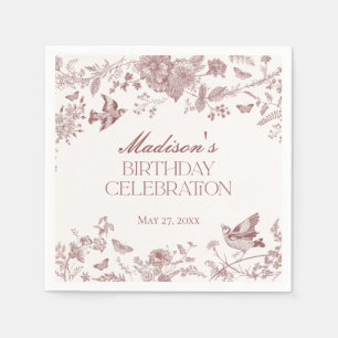 Födelsedagsfest för Blommigt av Burgundy Toile Jou Pappersservett