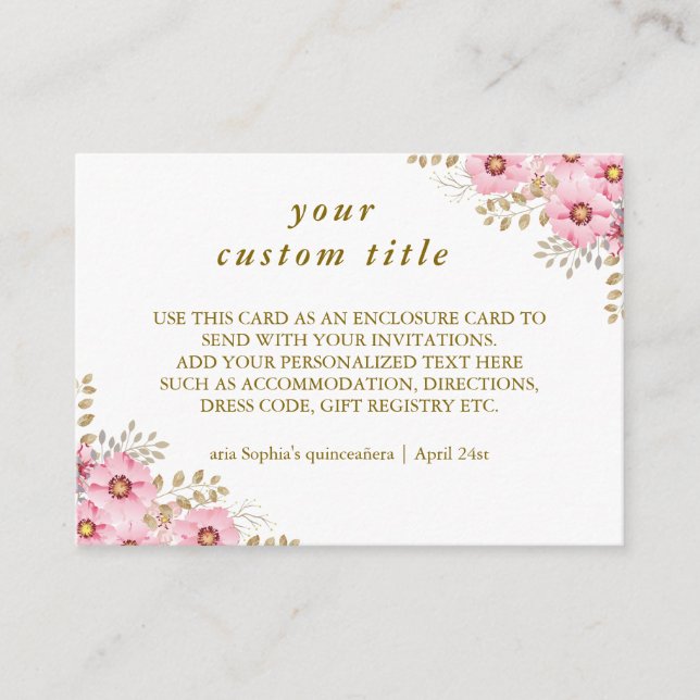 Födelsedagsfest för Blommigt av elegant Tilläggskort (Framsida)