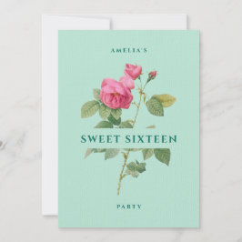Födelsedagsfest för Blommigt av sweet sixteen Mint Inbjudningar