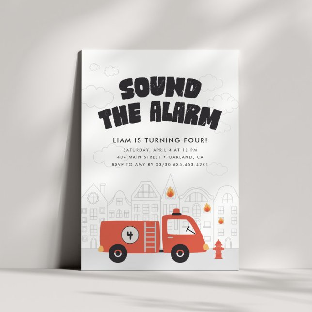 Födelsedagsfest för brandsläckningsmotor för brand inbjudningar (Skapare uppladdad)