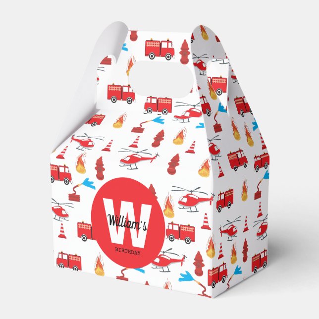 Födelsedagsfest för brandsläckningsmotor i Lastbil Presentaskar (Framsidan Sidan)