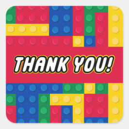 Födelsedagsfest för Brick Builder FAVORIT DEKAL Fyrkantigt Klistermärke