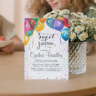 Födelsedagsfest för bubblor och konfetti-Sweet six Inbjudningar