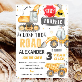 Födelsedagsfest för bygg-Lastbilar tema Inbjudningar