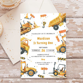 Födelsedagsfest för bygg-Lastbilar tema Inbjudningar