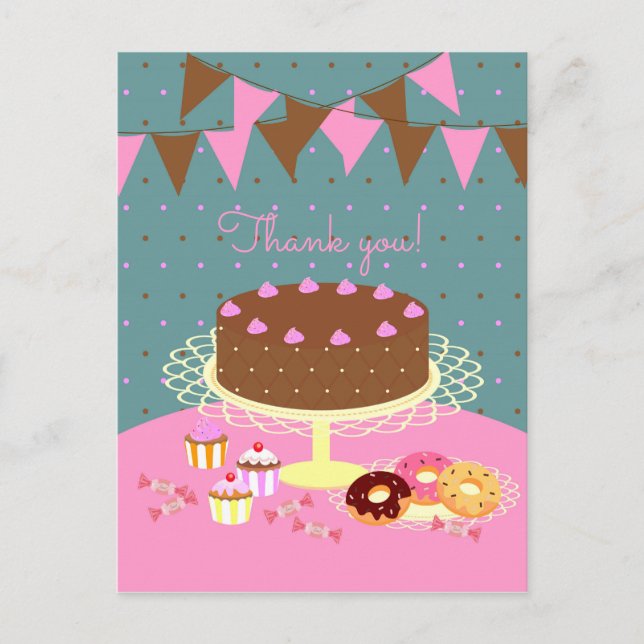 Födelsedagsfest för chokladkaka vykort (Framsida)