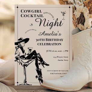 Födelsedagsfest för Cowgirl Cocktail Night Inbjudningar