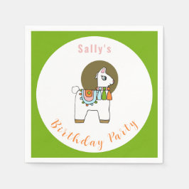 Födelsedagsfest för Cute Festive pinata llama Pappersservett