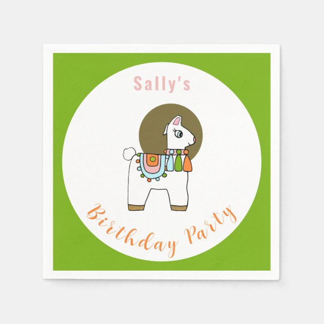 Födelsedagsfest för Cute Festive pinata llama Pappersservett (Framsidan)