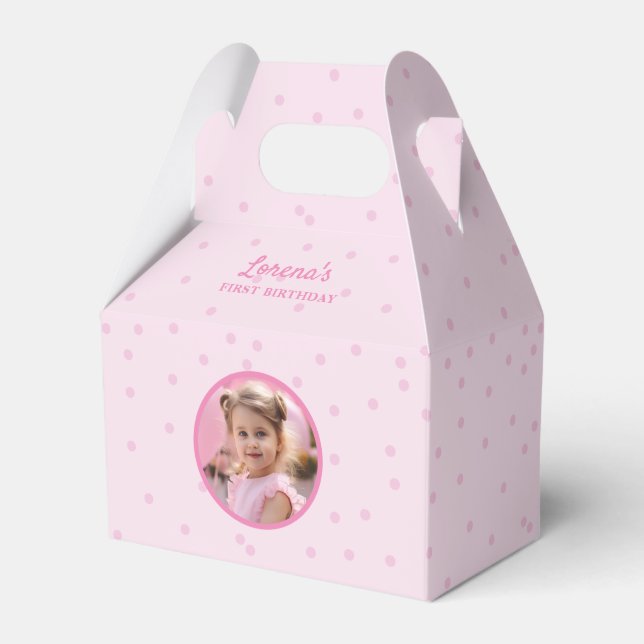 Födelsedagsfest för Cute Polka Dot Mönster Rosa  P Presentaskar (Framsidan Sidan)
