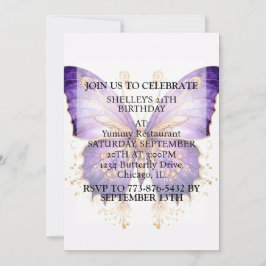 Födelsedagsfest för Cute Retro Butterfly Design Inbjudningar