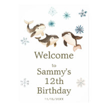 Födelsedagsfest för Cute Winter Arctic Whale