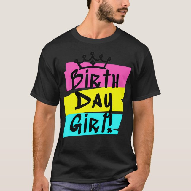 Födelsedagsfest för daglig flicka för flickor och  t shirt (Framsida)