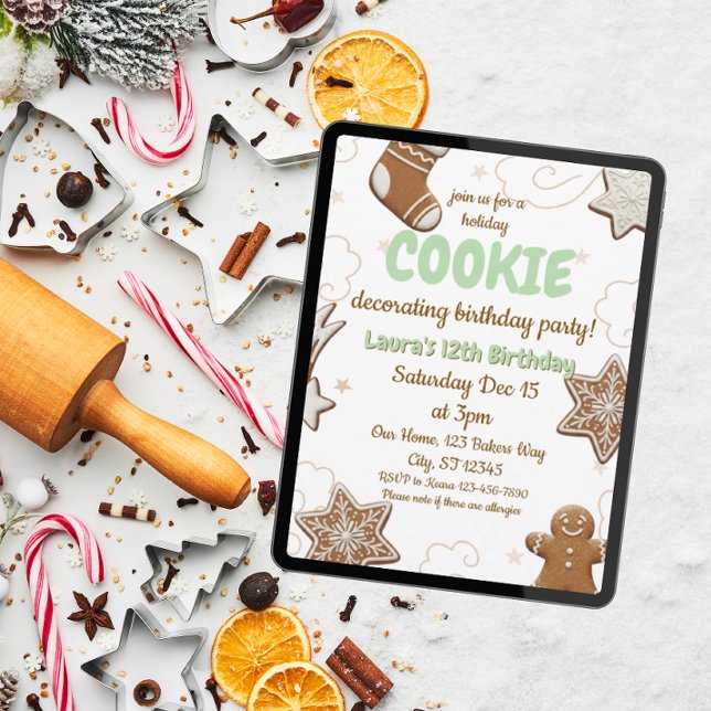 Födelsedagsfest för dekorering av helgdag Cookie Inbjudningar (Skapare uppladdad)