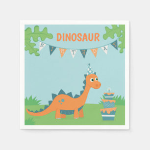 Födelsedagsfest för dinosauriorange för utspädd te pappersservett