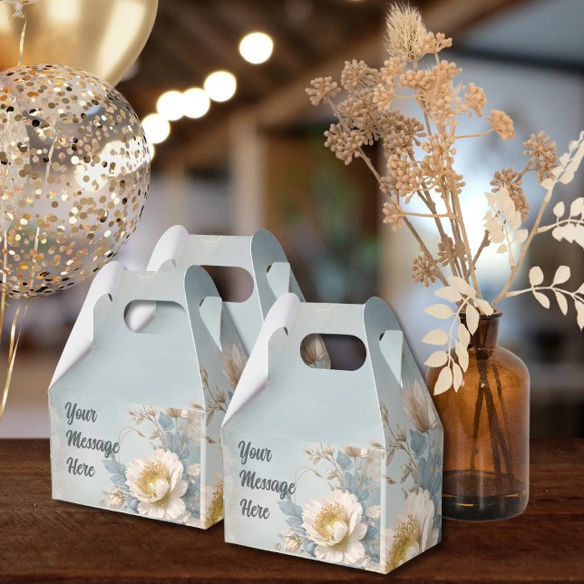 Födelsedagsfest för elegant blå Blommigt Presentaskar (Skapare uppladdad)