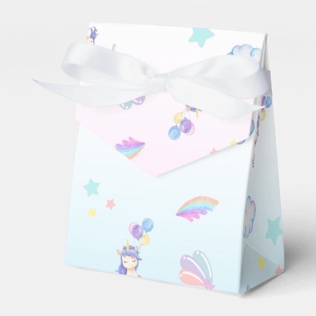 Födelsedagsfest för enhörniga regnbågsövertoningar presentaskar (Framsidan Sidan)