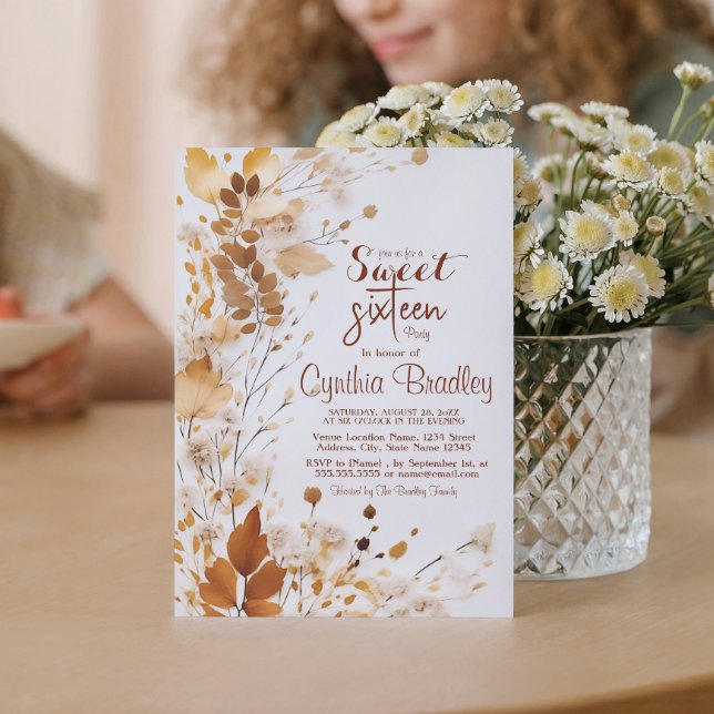 Födelsedagsfest för enkel fall-Sweet sixteen Inbjudningar (Skapare uppladdad)