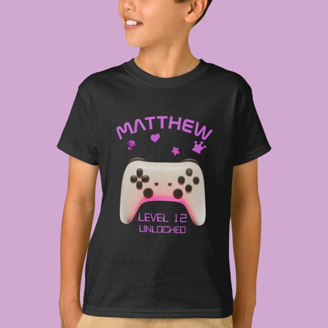 Födelsedagsfest för extra styrenhetsnivå uppåt i B T Shirt (Retro Controller Level Up Boy Gamer Birthday Party T-Shirt)