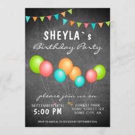 Födelsedagsfest för färgad bläckpatron-kalkplatta inbjudningar