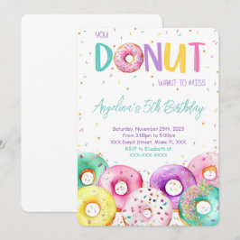 Födelsedagsfest för färgad Donut Inbjudningar