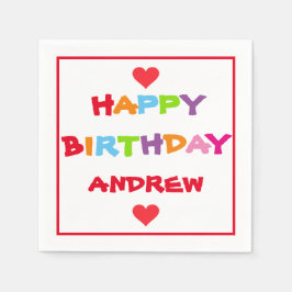 Födelsedagsfest för färgad Personlig med röda hörn Pappersservett