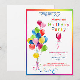 Födelsedagsfest för färgämnen inbjudningar