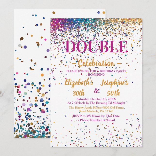 Födelsedagsfest för färglös Vuxen för gemensam Dub Inbjudningar (Fram/baksida)