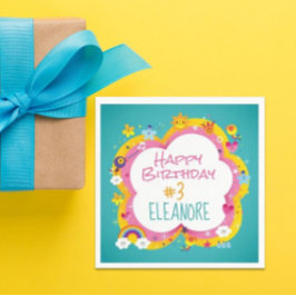 Födelsedagsfest för färgstark Anpassningsbar Pappersservett