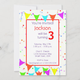 Födelsedagsfest för färgstarka barn inbjudningar