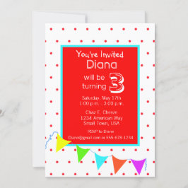 Födelsedagsfest för färgstarka barn inbjudningar