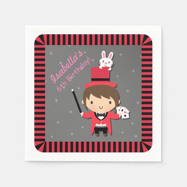 Födelsedagsfest för flicka och Bunny Kids Magic Pappersservett (Framsidan)