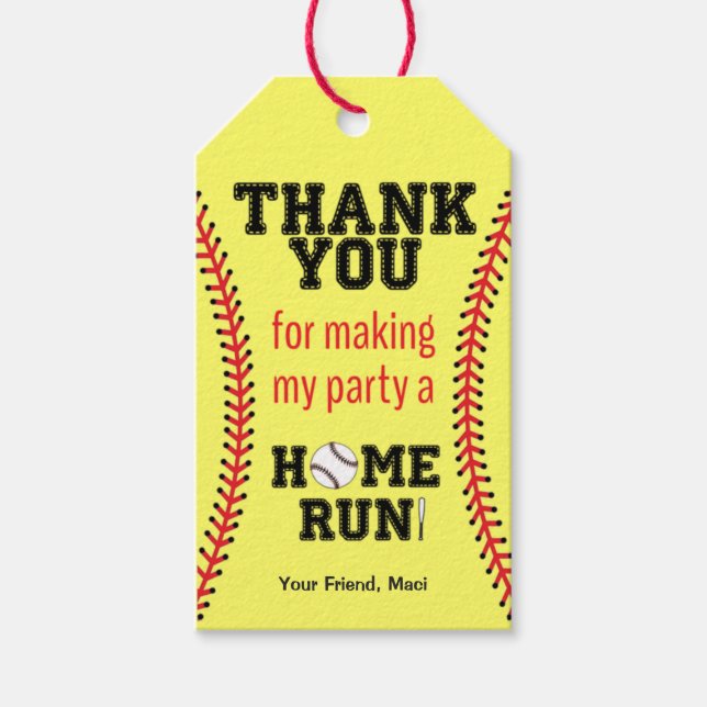 Födelsedagsfest för flicksoftball presentetikett (Framsidan)