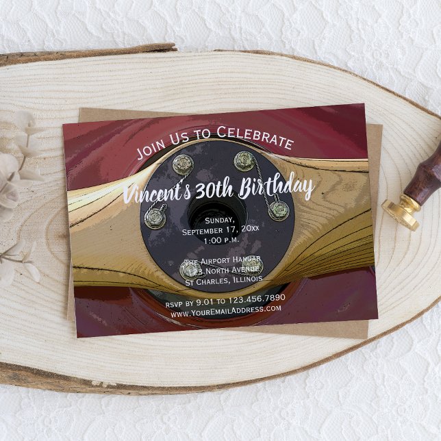 Födelsedagsfest för flygplanspropeller inbjudningar (Skapare uppladdad)