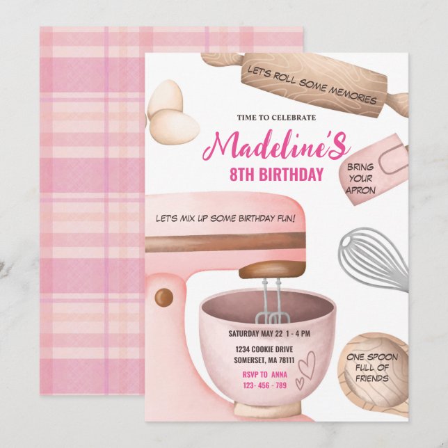 Födelsedagsfest för Födelsedagsfest Girly-kokning Inbjudningar (Fram/baksida)